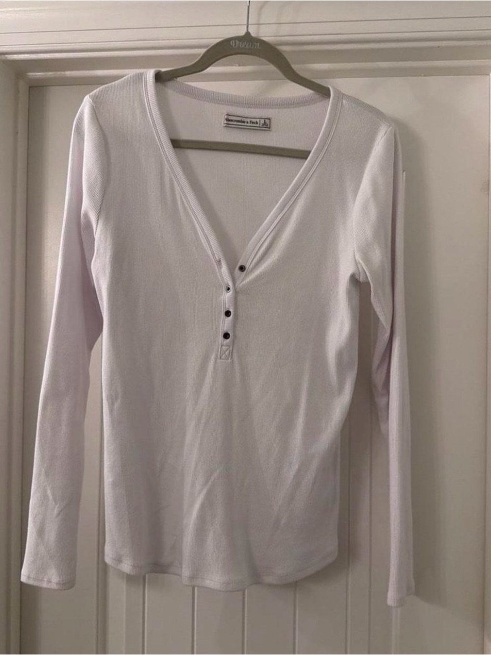 Abercrombie & Fitch Pale Pink Long Sleeve Henley Top